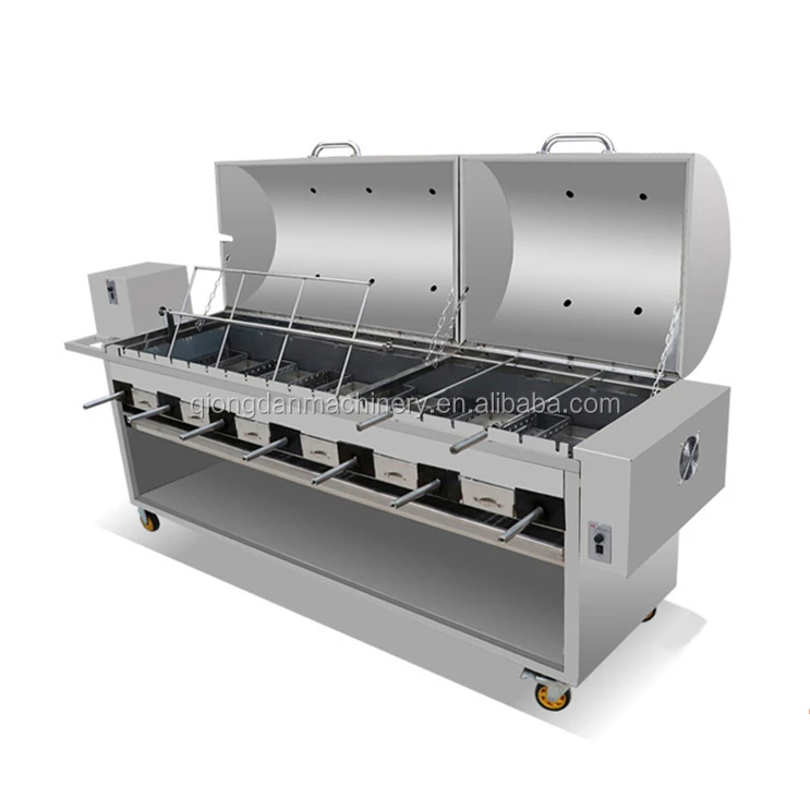 

Automatic bbq gas sheep lamb leg grill roasted pig grilled chicken fish meat grill machine price for sale, Stainless steel original silver