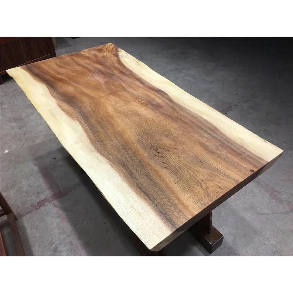
China Factory Customize Live Edge Solid Wood Slab Dining Table 