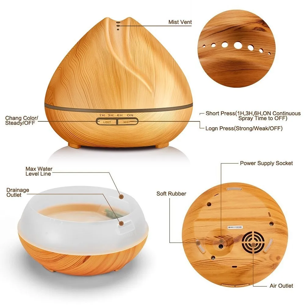 Trade Assurance Best Wooden Grain Bamboo Essential Oil Diffuser 400ml