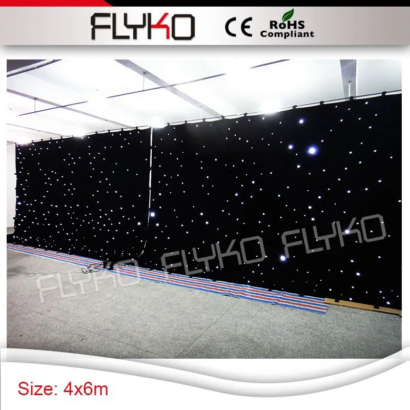 

flexible white light led star curtain weddings stage display screen 4m*6m, Full color