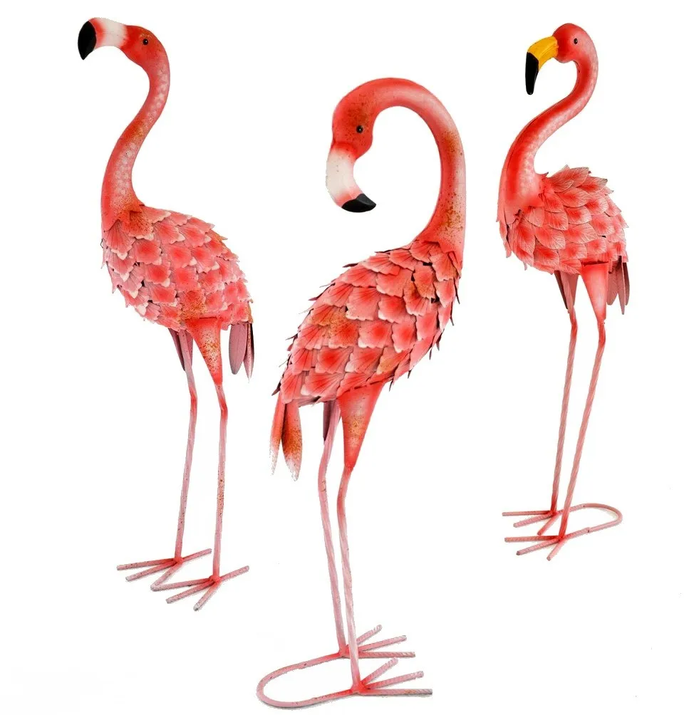 Metal Garden Ornaments Lawn Statue Decoration Pink Flamingo - Buy Pink