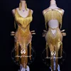Custom made crystals fringe latin salsa chacha rumba samba dance dresses women adult competition