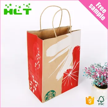 Custom Fashion Flat Handle Decoration Handmade Brown Packing Paper