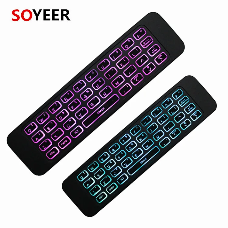 

New design air mouse of Soyeer wireless air mouse keyboard T3 colorful backlight smart remote control air mouse keyboard