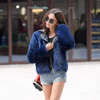 

Mink Coats Women 2018 Winter New Fashion Pink Faux Fur Coat With PU Leather fox fur Jacket