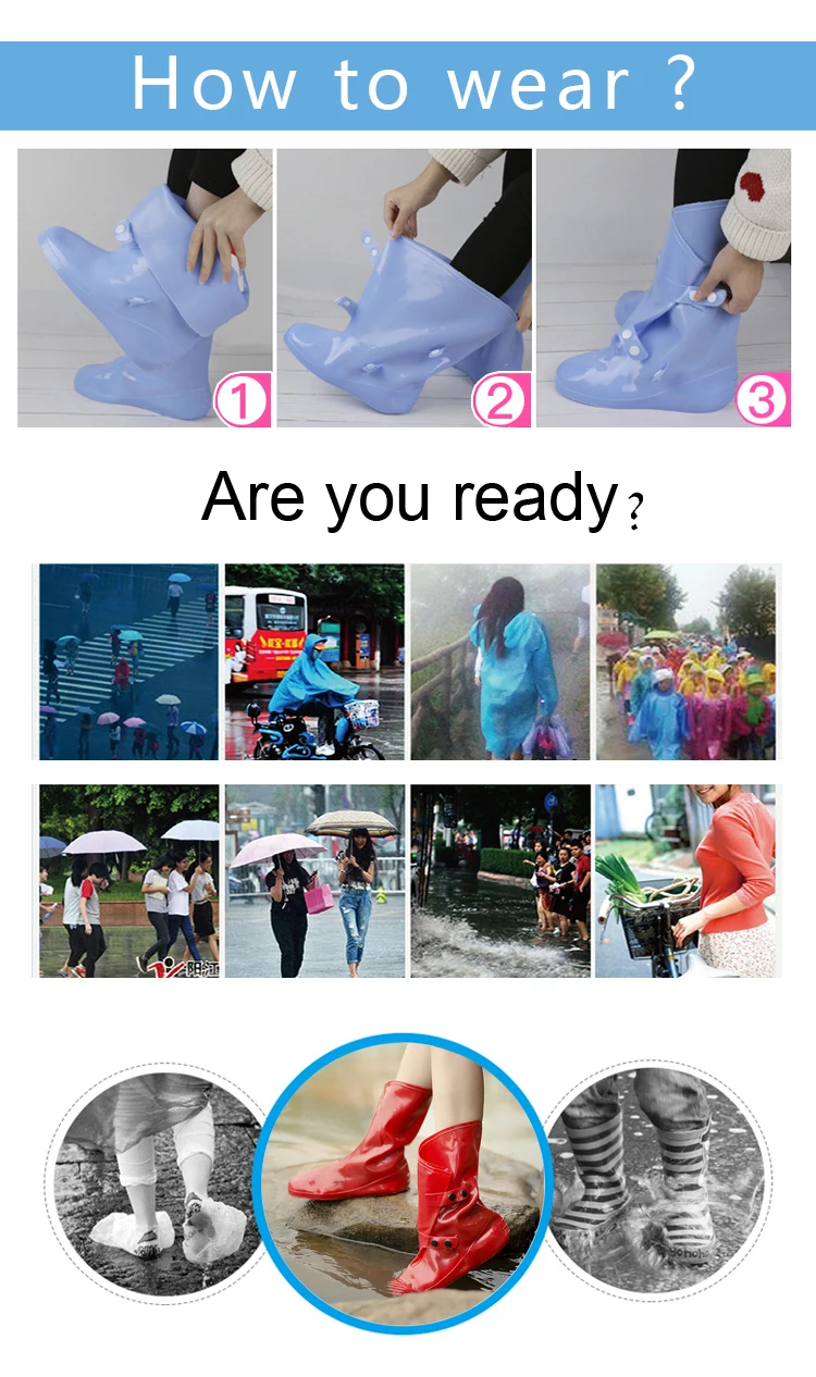 Custom logo PVC waterproof shoes cover boots rain covers