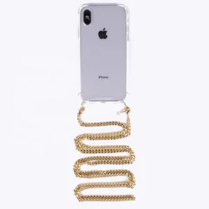 crossbody clear anti shock band cord trendy stylish necklace  metal chain phone case with chain