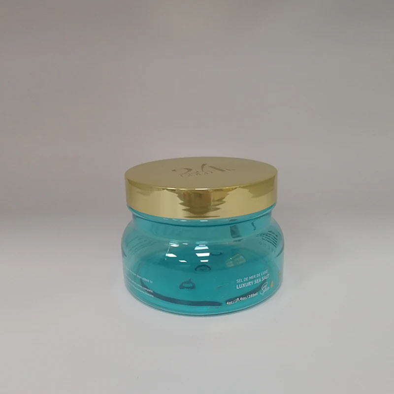 280ml Sky Blue Color Pet Jar Sea Salt Plastic Bath Salts Jar Containers