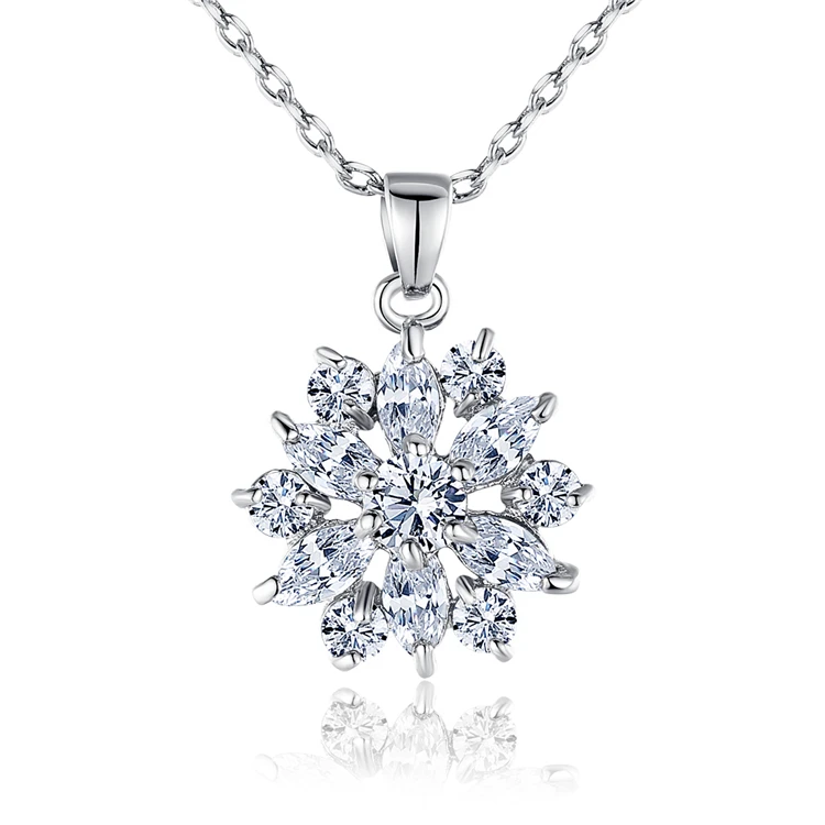 

fashion women flower cubic zirconia necklace jewelry