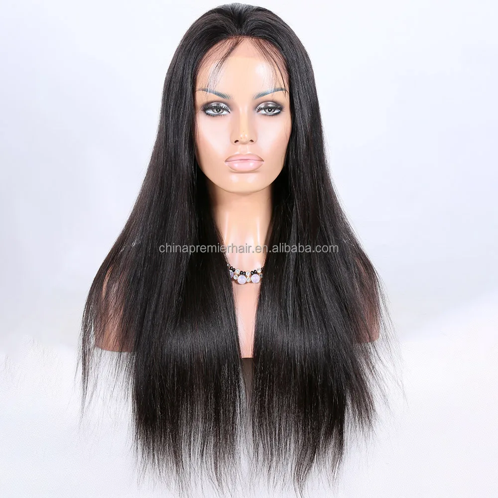 

Best quality Indian remy hair 130% density natural color straight lace front wigs for black women