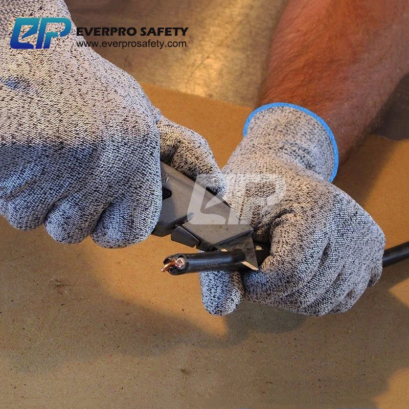 Ppe Safety Products Cutting Resistance Level 5 Hppe+fiberglass Shell Pu