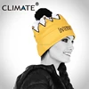 CLIMATE Women Girls Winter Warm Pompon Hat Beanies Unique Internet Star Princess Crown Hat Nice Knitted Warm Pompon Hat Beanie