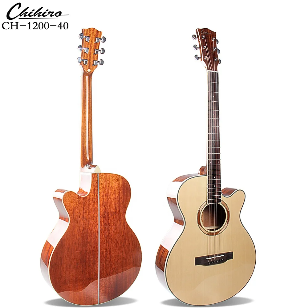 

CH-1200-40 OEM A Spruce Good Price  Chinese Cheap Chihiro Acoustic Guitar, Nature wood color