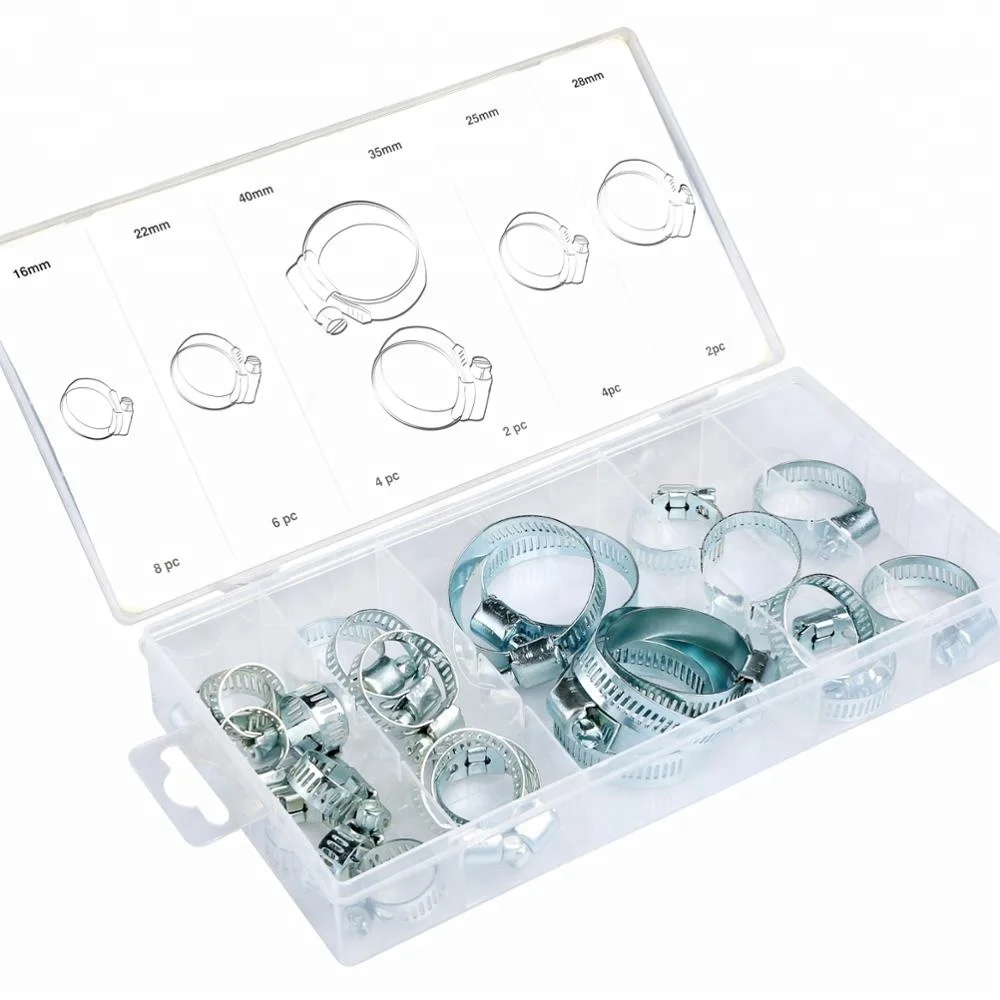 22 mm 35 mm 40 mm 25 mm Assortiment 26 Pc Colliers De Serrage Jubilee Clips Set 16 mm 28 mm