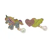 rainbow color with diamond ponies angel wings custom lapel pins logo