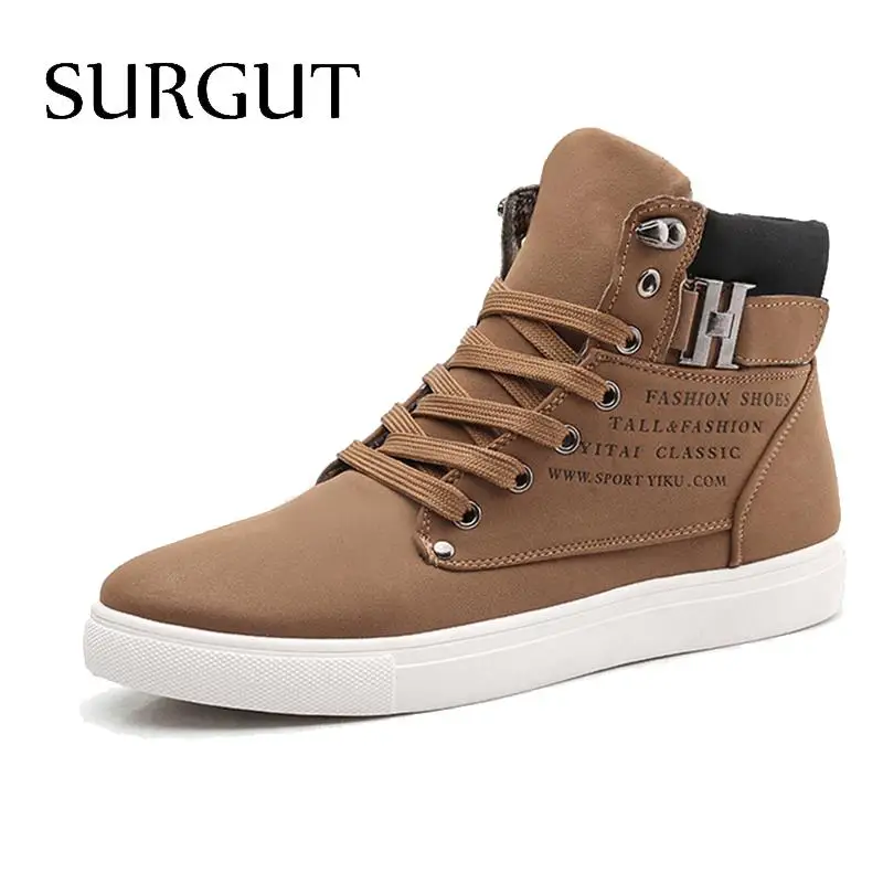 SURGUT Men Shoes 2016 Top Fashion New Winter Front Lace Up Casual Ankle Boots Autumn Sport