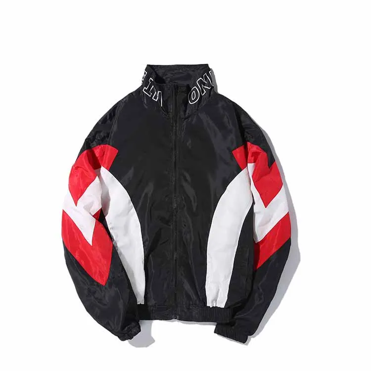 

Spring Color Block Mens Printing Windbreaker Jacket