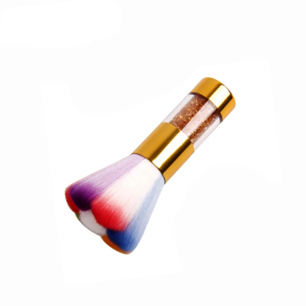 

BQAN Nylon Soft Hair Golden Rhinestone Metal Handle Flower Nail Dust Brush, All colors is available