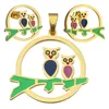 Las joyas de acero Enamel Stainless Steel Jewelry Sets Owl gold-plated women jewelry set