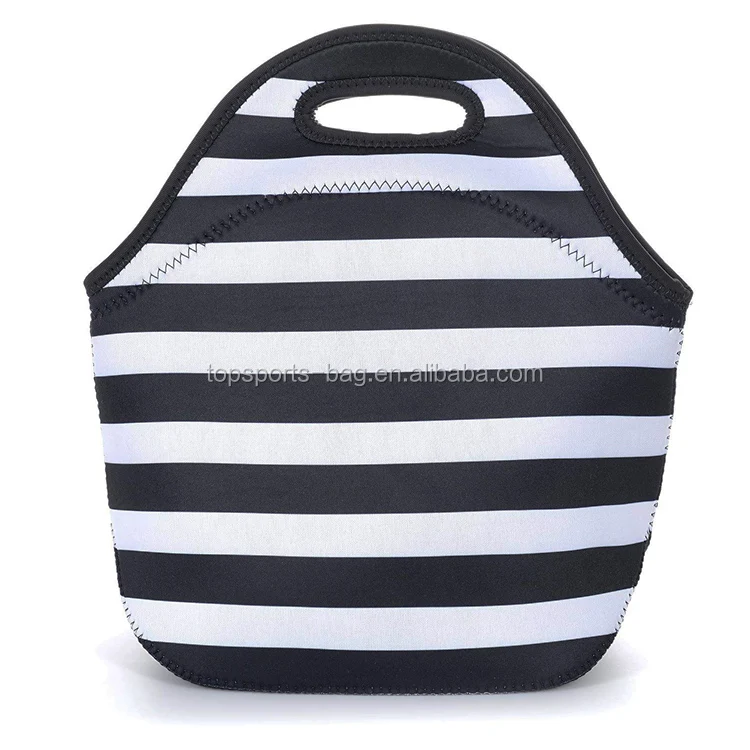 

Neoprene Reusable insulated lunch bag with stripes printing for promotion