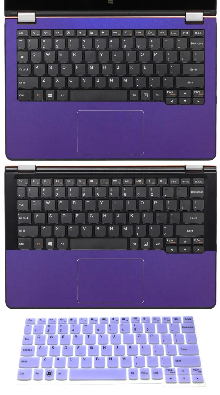 3 in 1 Full+Half Wrist Palmrest Touchpad Trackpad Skin + Keyboard Cover Protector for 11.6" Lenovo Yoga 3 11-inch (shimmery purple palmrest sticker+half palmrest sticker+semi-purple keyboard skin)