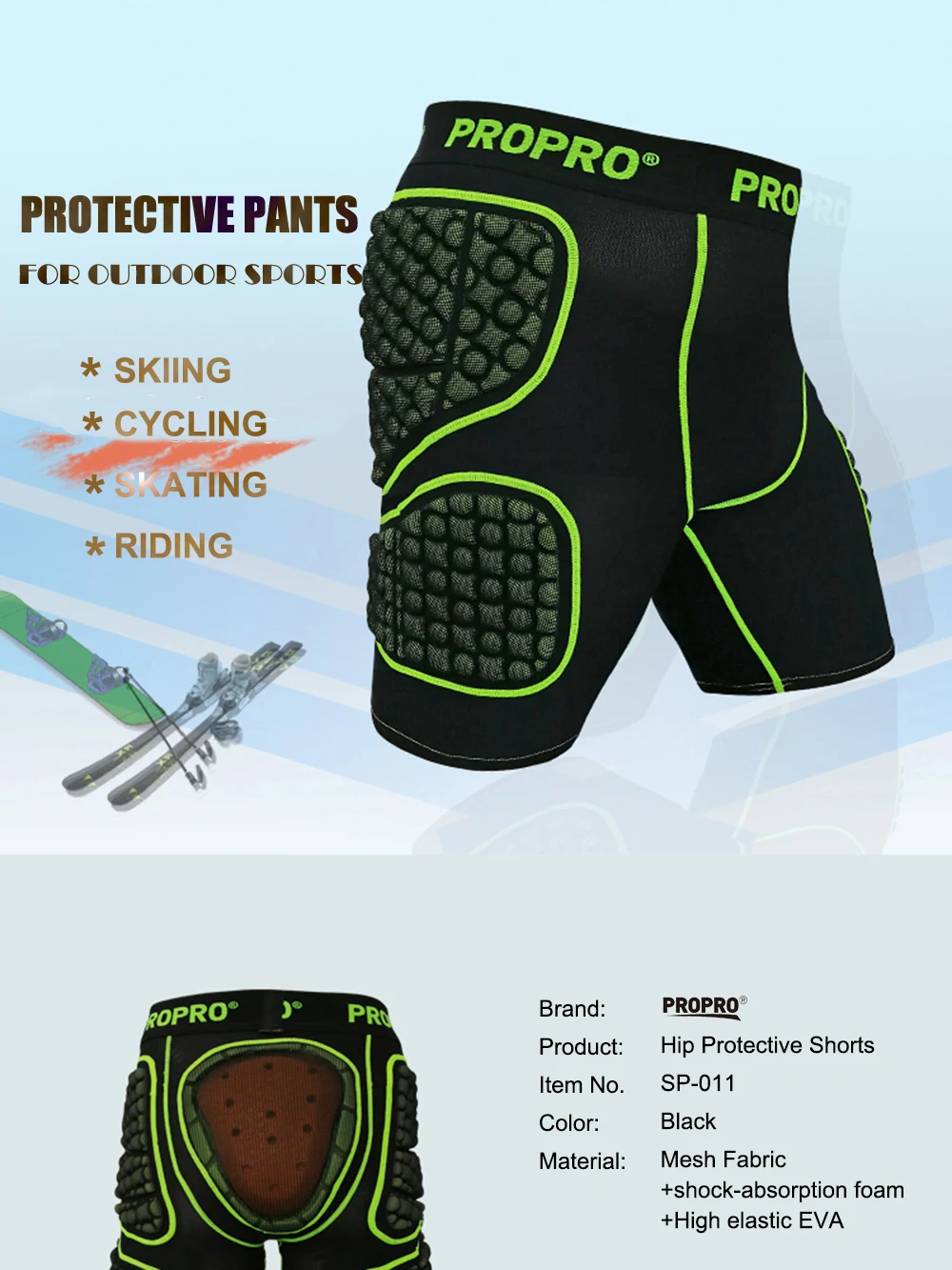 Bodyprox Short Rembourré Protection 3D – Hanches, Fesses, Coccyx Pour Snowboard, Skate, Ski – Respirant Et Léger
