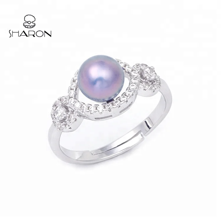 

Classical Crystal Jewelry Pearl 925 Sterling Silver CZ Rings Mounting for Women, White gold