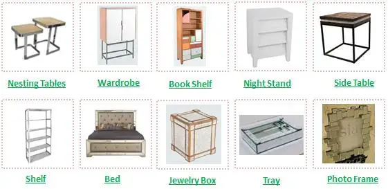hot selling fancy design rectangular 2 drawers black+white mirror Wooden Storage Chest cabinet for living room bedroom