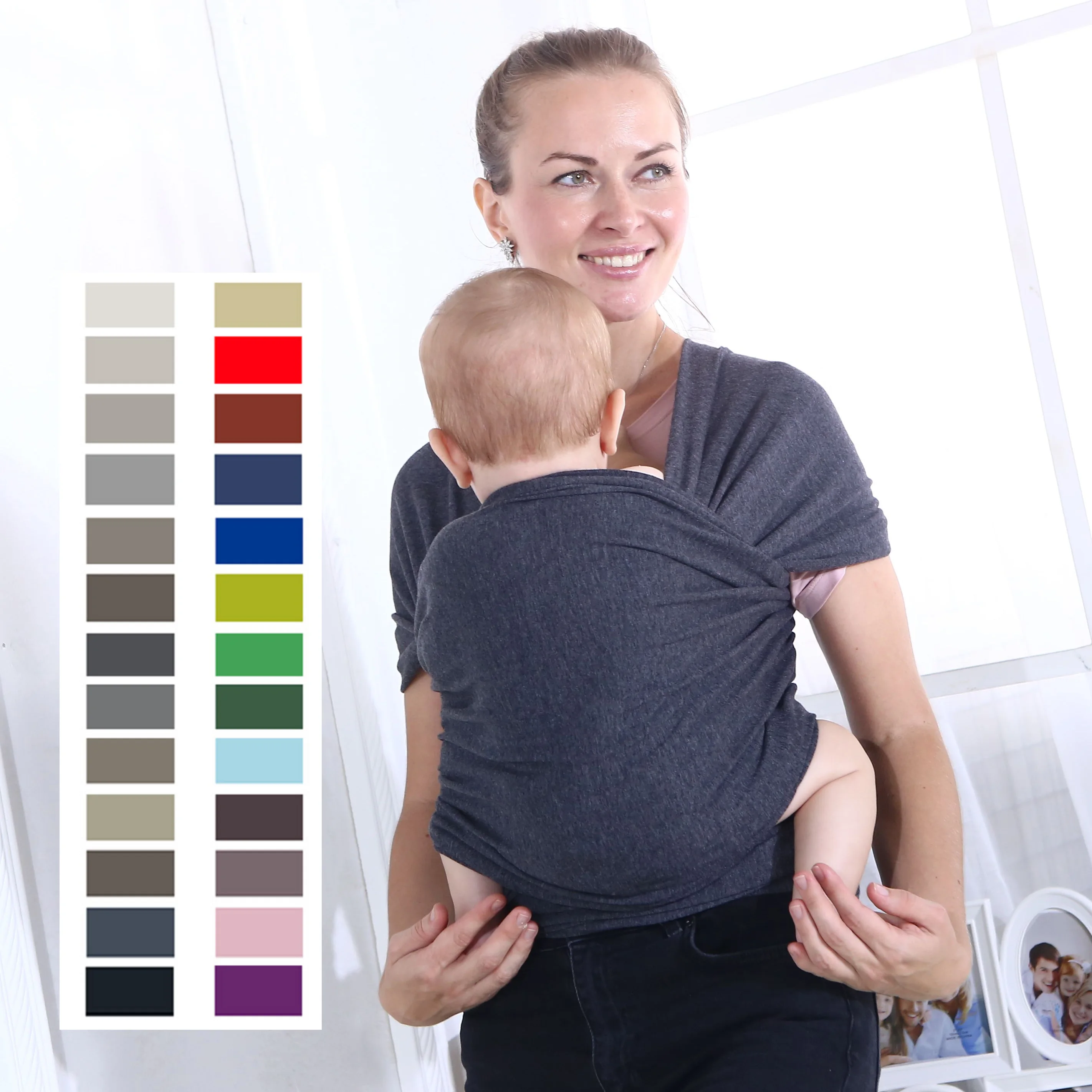 

Factory OEM hot sales baby wrap sling with low MOQ, Black;red;orange;gray;blue and so on