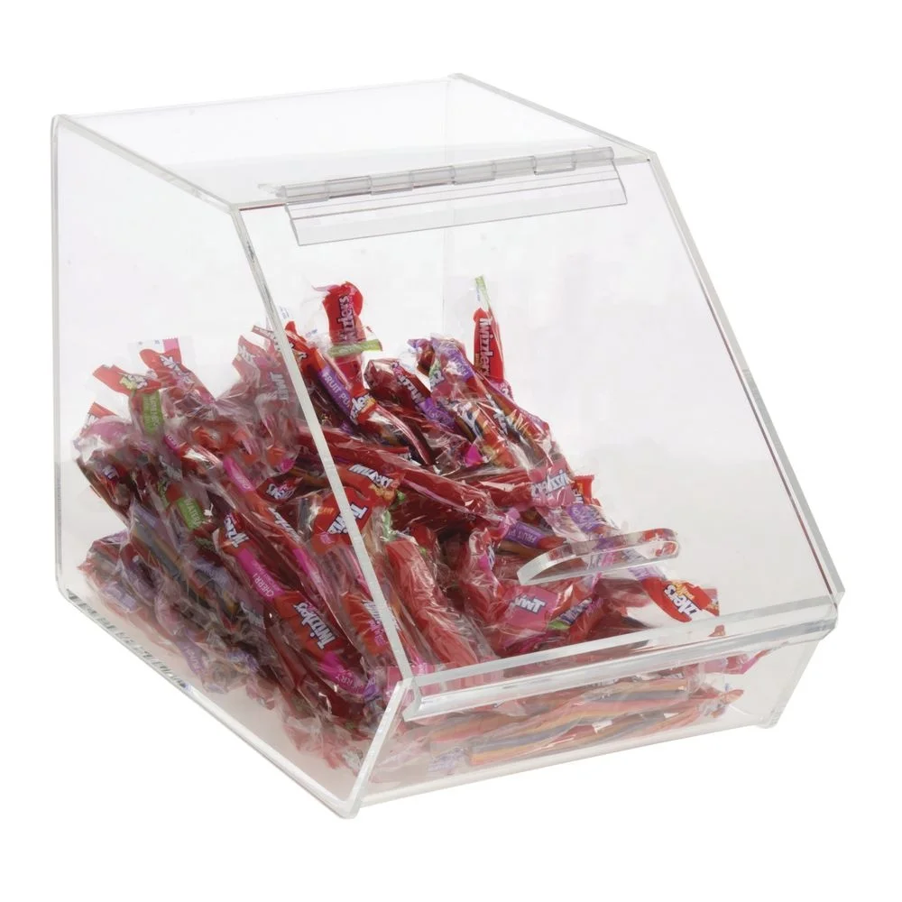 4mm Thick Import Material Acrylic Counter Candy Display Box With Hinged