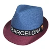 Logo Prints Mens Straw Cut and Sew Fedora Hats Wholesaler