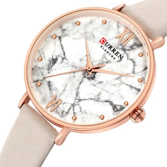 

CURREN 9045 Ladies Fashion Design Marble Texture Dial Surface Watch Soft Leather Strap Japan Movement Quartz Wristwatch Reloj