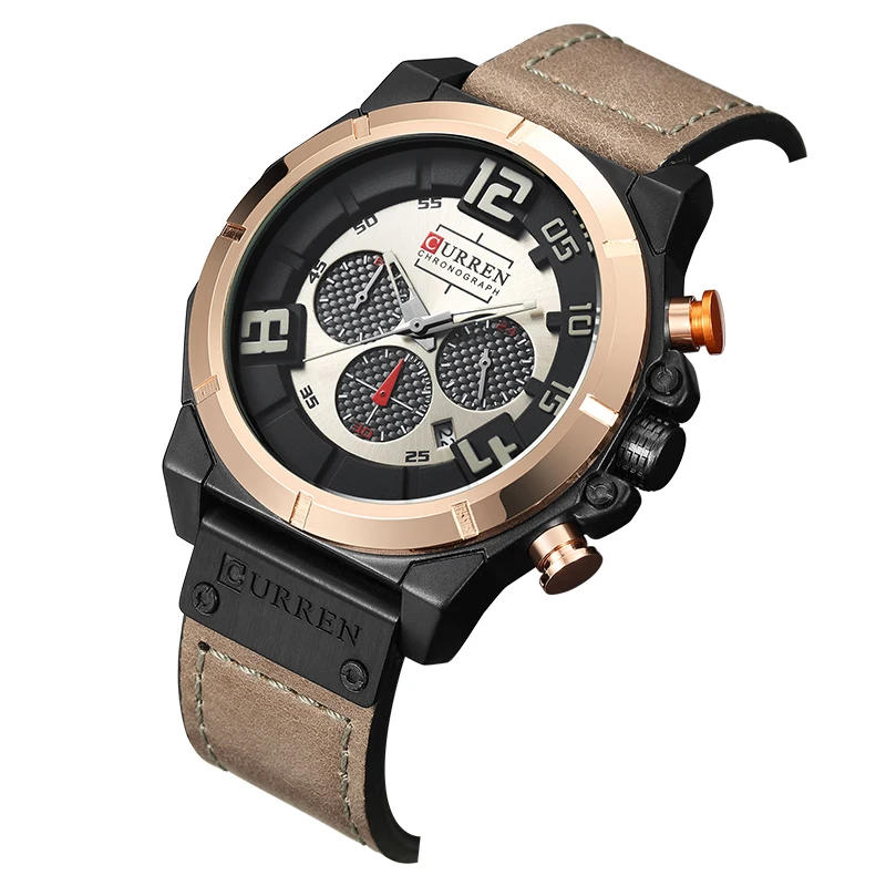 

CURREN 8287 Mens Watches Top Brand Luxury Chronograph Quartz watches Men 24 Hour Date Men Sport Leather Wrist Watch Clock