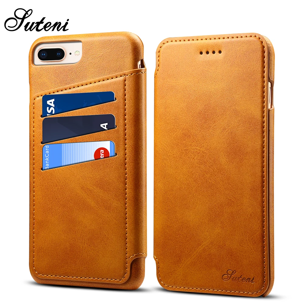 Top Selling In Amazon Free Sample Flip Wallet Phone Case Leather Phone Cases With Card Slots Back Cover For Iphone 7 8 Plus Case