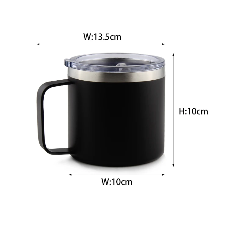 Insulated Coffee Mug With Lid And Handle 12 Oz Double Wall Vacuum