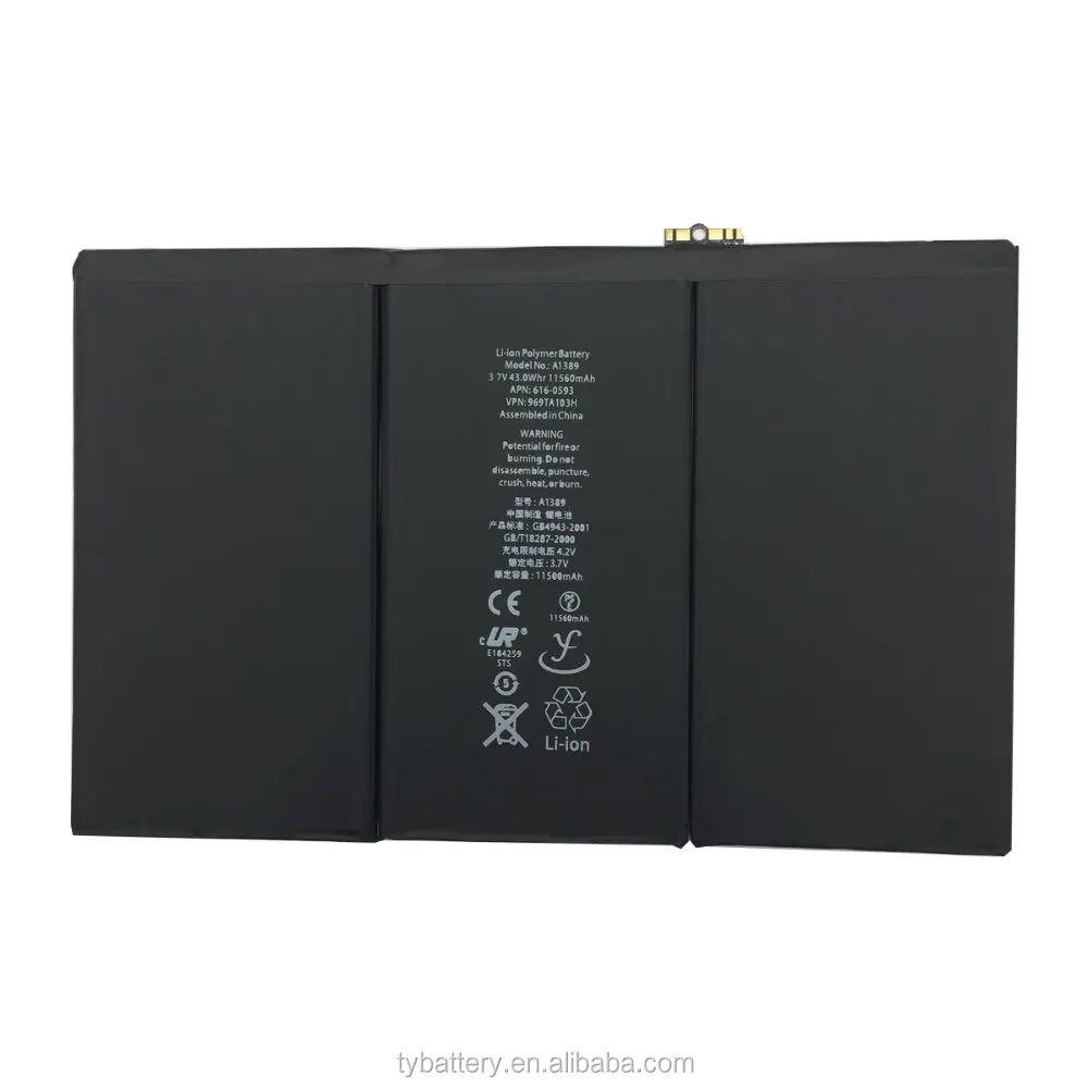 

High Original Capacity Internal Replacement Battery For IPad3 Ipad4 A1389 A1416 A1430 A1403 A1433 11500mah, Balck