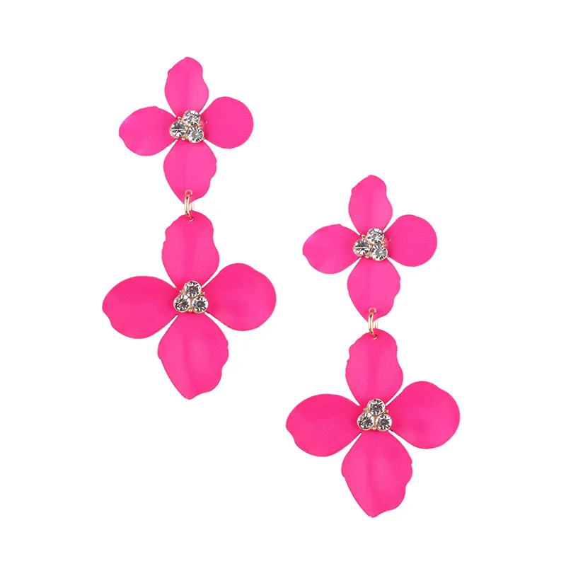 

Summer flower long drop earrings luxury jewelry, N/a