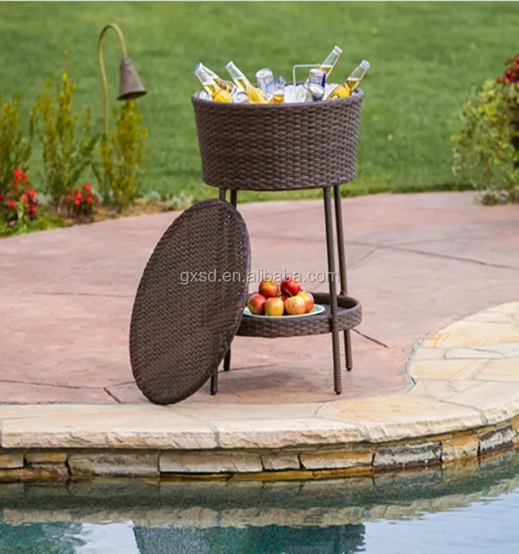 Home Durable Product Outdoor Ice Bucket With Plastic Rattan Stand Buy Outdoor Ice Bucket With