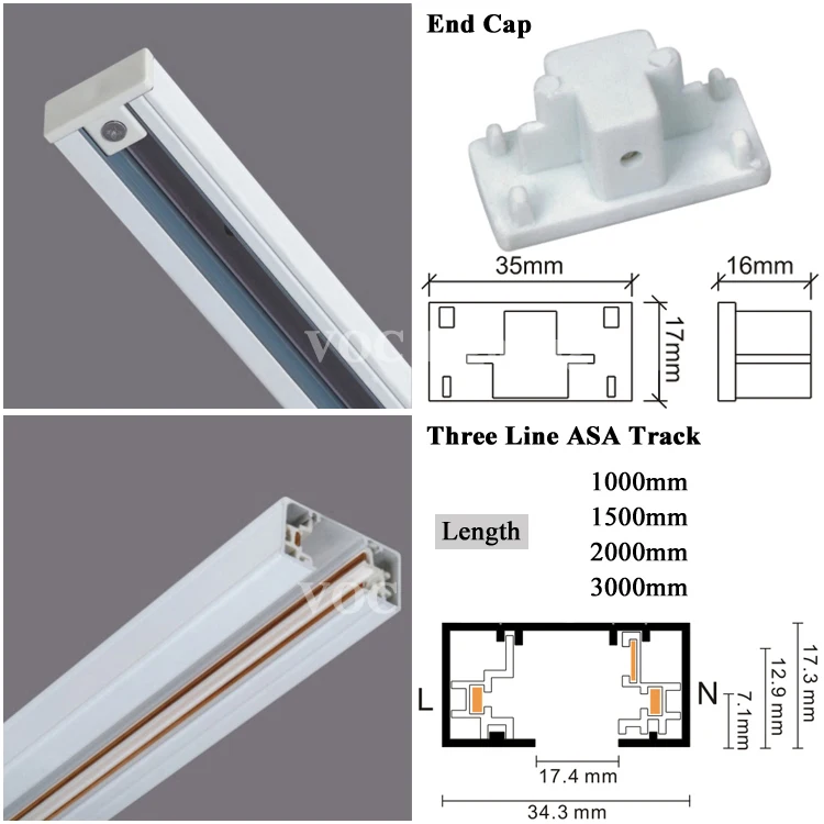 3 Phase Track Rail For Led Track Light 30w Cob Rail Ceiling Track Light