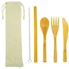 Bamboo cutlery set and wind bag beautiful travel set green tableware