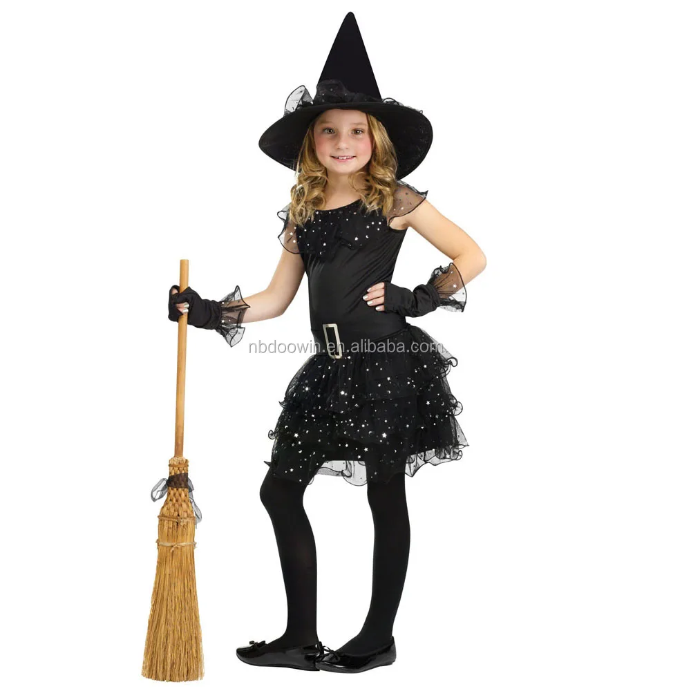 Girls Glitter Witch Dance Costume Halloween Simple Cosplay Costume ...