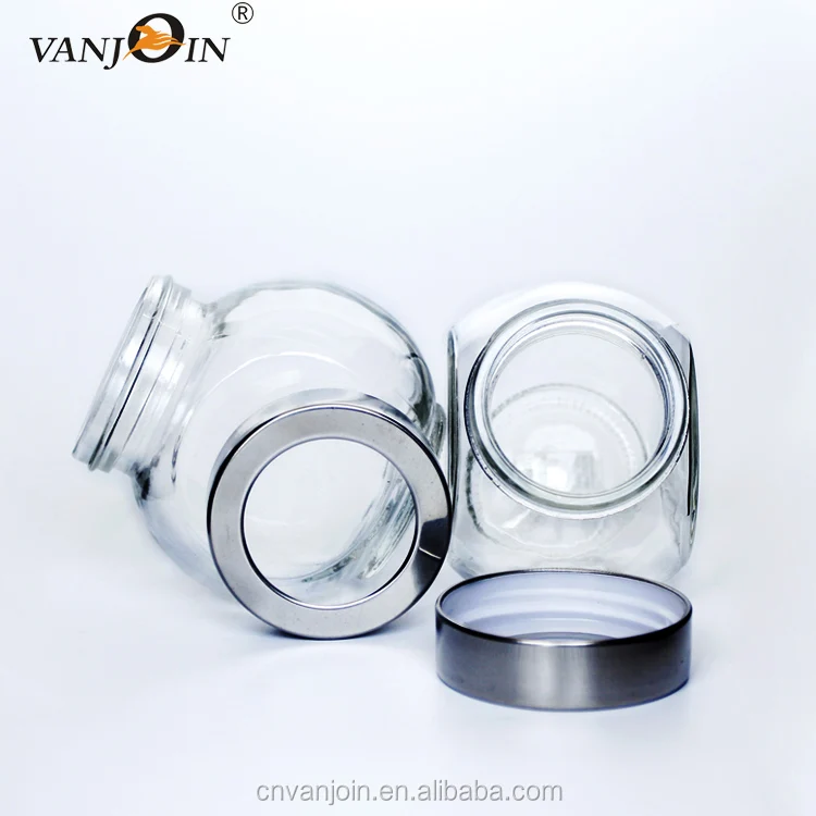 

200ml Clear Glass Tilt Jar With Aluminum Lid