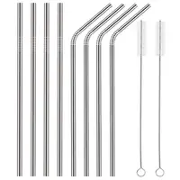 

Factory food grade Reusable 304 Stainless Steel Set Metal Straw Drinking set with brush