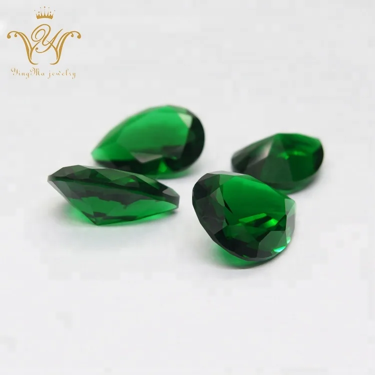 

Emerad green pear cut glass stones for jewelry making