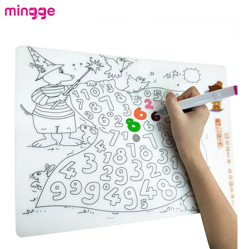 

food grade kids silicone mat and markers for drawing and colouring
