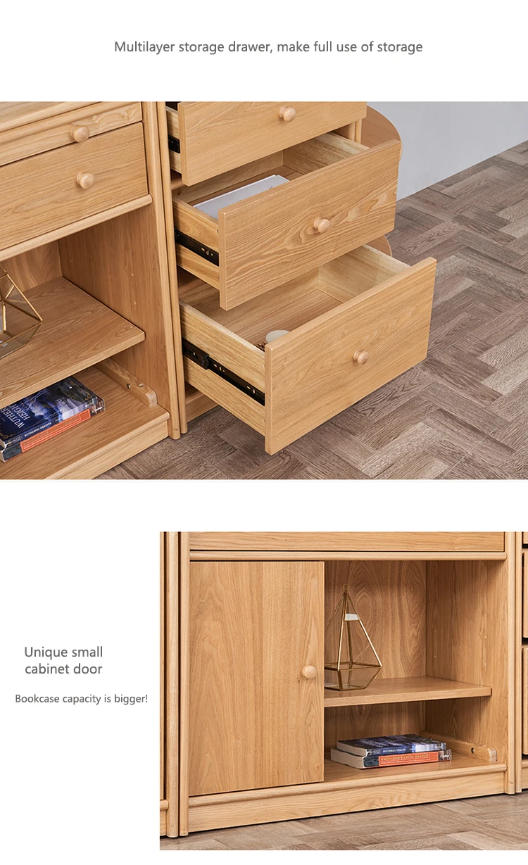Wholesale OEM  Bookcase Wooden  Bookshelf Filing Cabinet with Glass Door