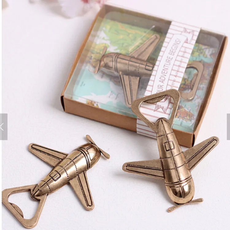 

custom wedding airplane beer bottle opener, Bronze