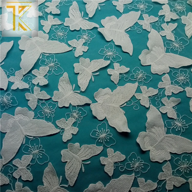 
China manufacture professional embroidery lace fabric 3d and handwork embroidery designs with net fabric 