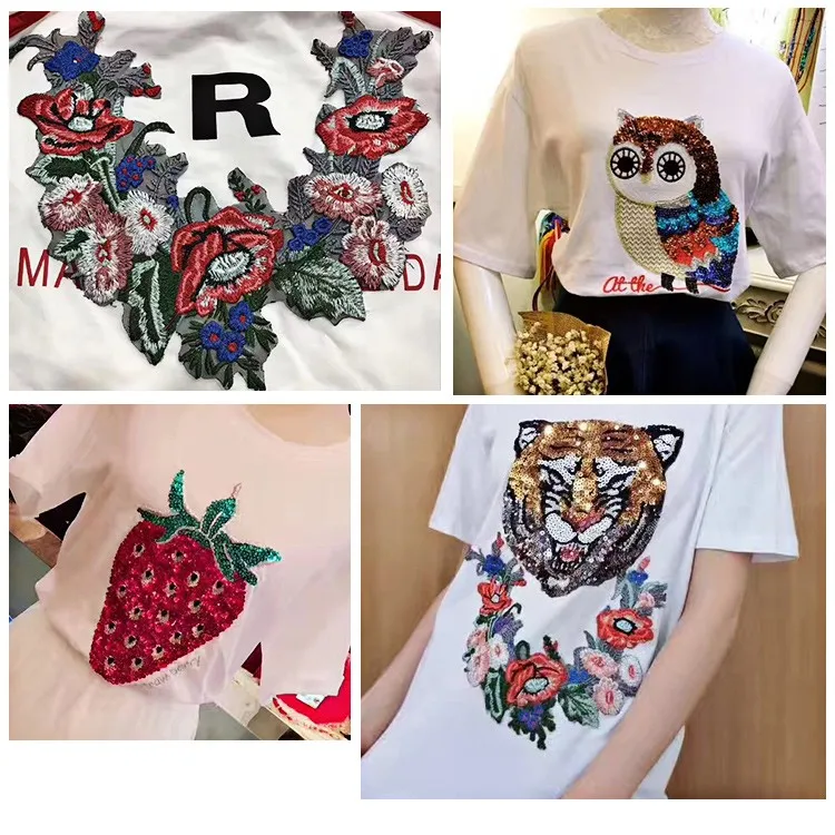 OEM iron on n sew on embroidery flower patch for women cloth