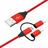 Factory Price Bulk Order Wholesale 3 in 1 Usb Cable Fast Charging Braid Cable For Android For USB-C For iPhone